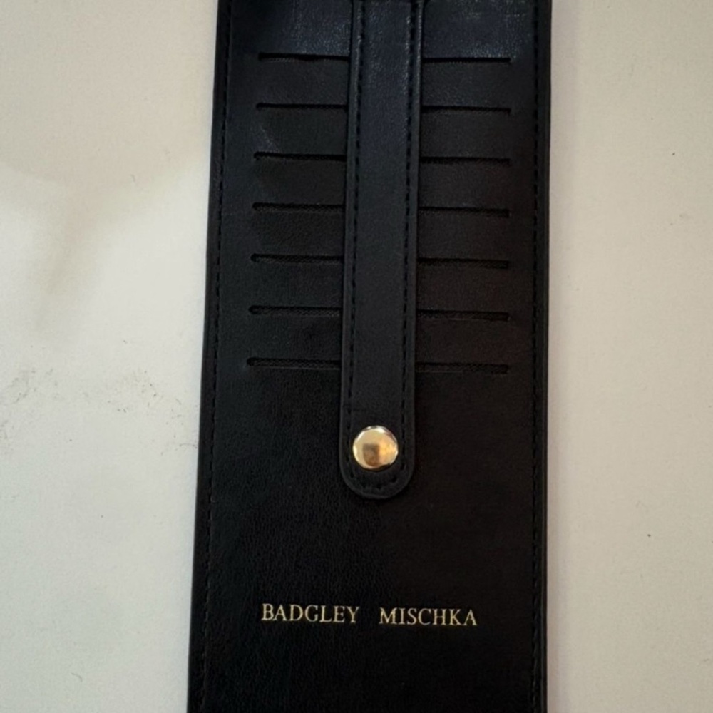 Badgley Mischka Black Leather Key & Card Holder